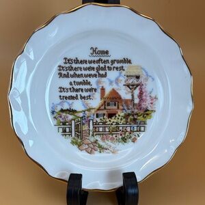 Decorative Plate with Cottage Scene and Poem